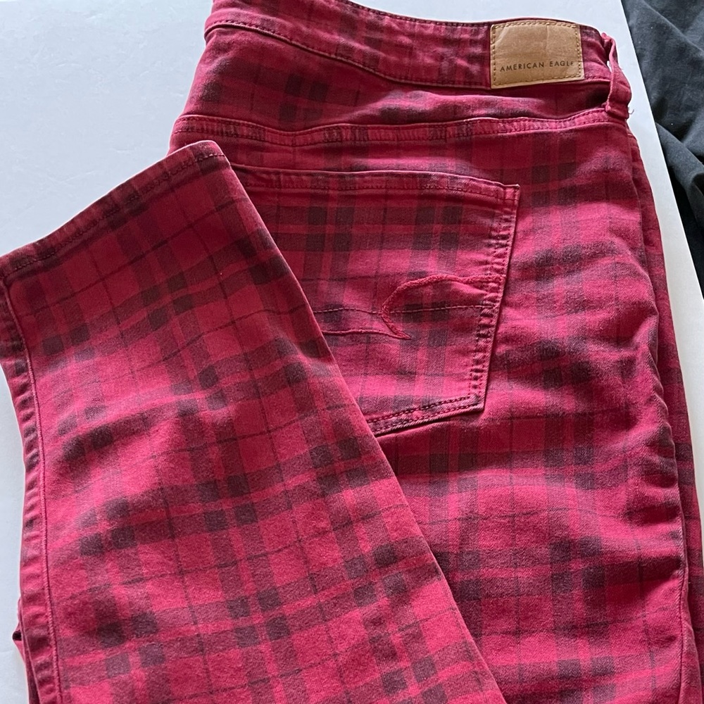 American Eagle Curvy Plaid Hi-Rise Jegging Jeans 22